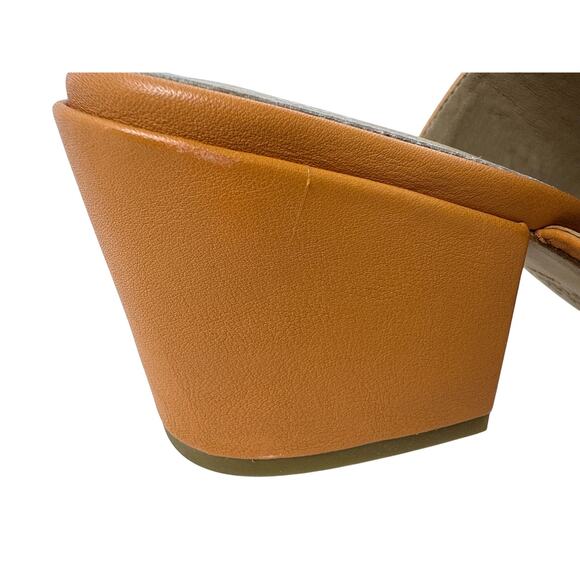 Eileen Fisher Rome Mule Sandal Womens 8 Orange Leather Straps Slip On Block Heel main image 1